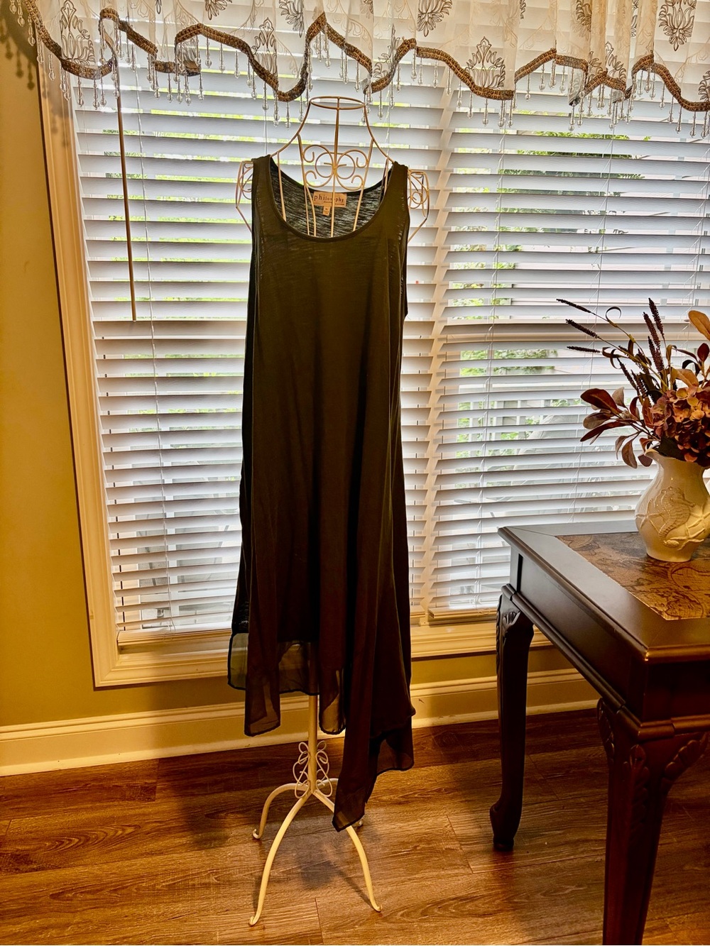 Philosophy Asymmetrical Hem Dark Olive Tank Dress